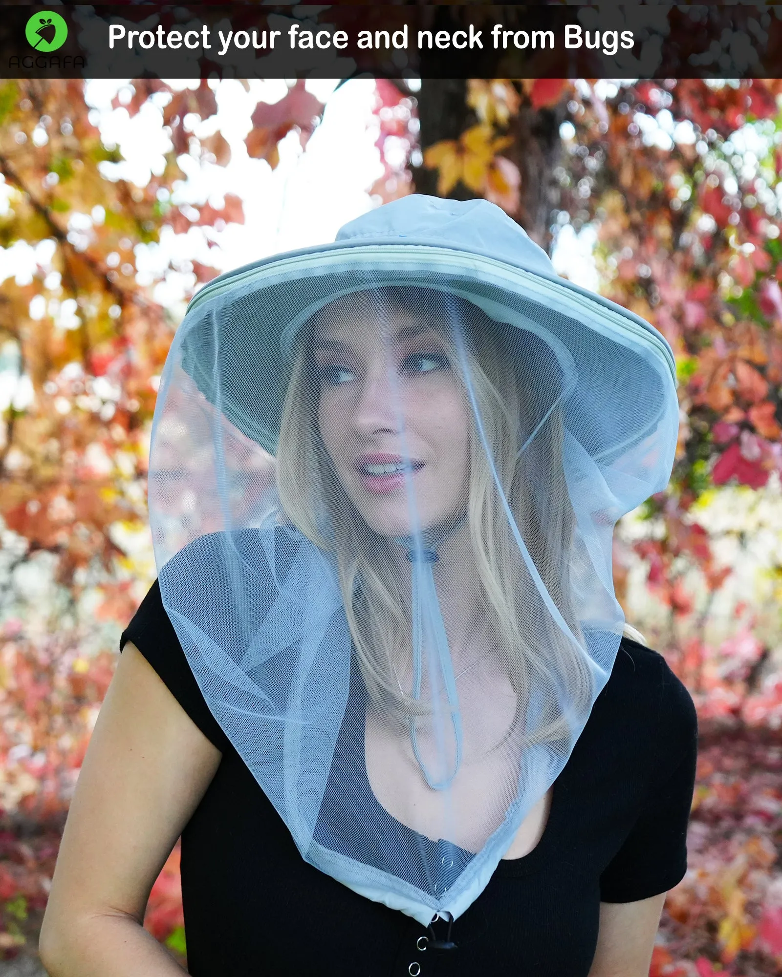 Mosquito head net hat [Light grey color]