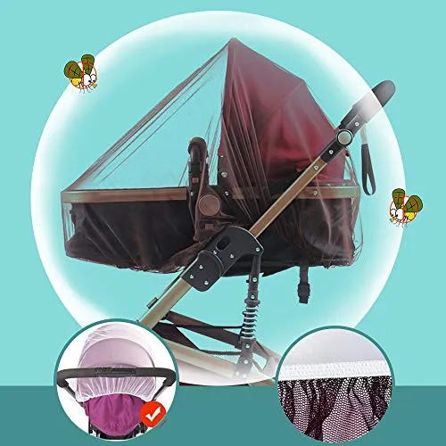 Mosquito Net for Stroller - 2 Pack Durable Baby Stroller Mosquito Net - Perfect Bug Net for Strollers, Bassinets, Cradles, Playards, Pack N Plays and Portable Mini Crib (Coffee) …