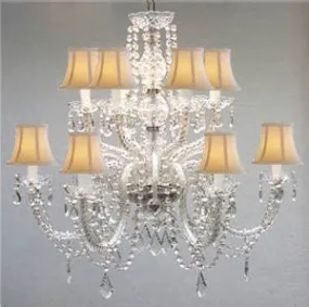 Murano Venetian Style All-Crystal Chandelier With White Shades - F46-Sc/385/6 6/White