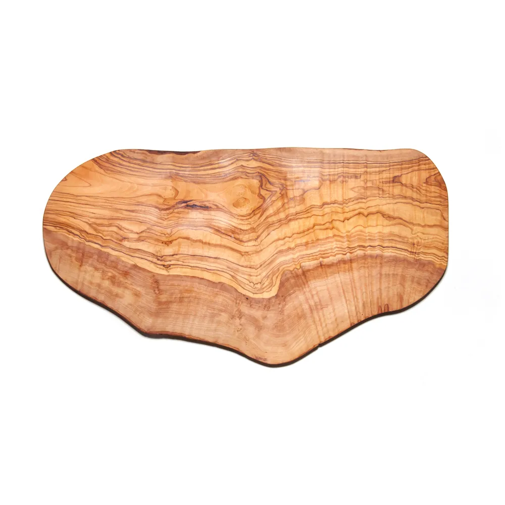 Nardelli Rustic Olive Wood Cutting/Serving Boards with Olive Wood Tree Bark Sided