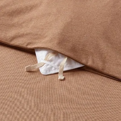 New - King Modern Jersey Duvet and Sham Set Light Brown - Threshold