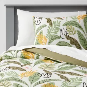 New - Twin Botanical Print Kids' Duvet Cover Green - Pillowfort