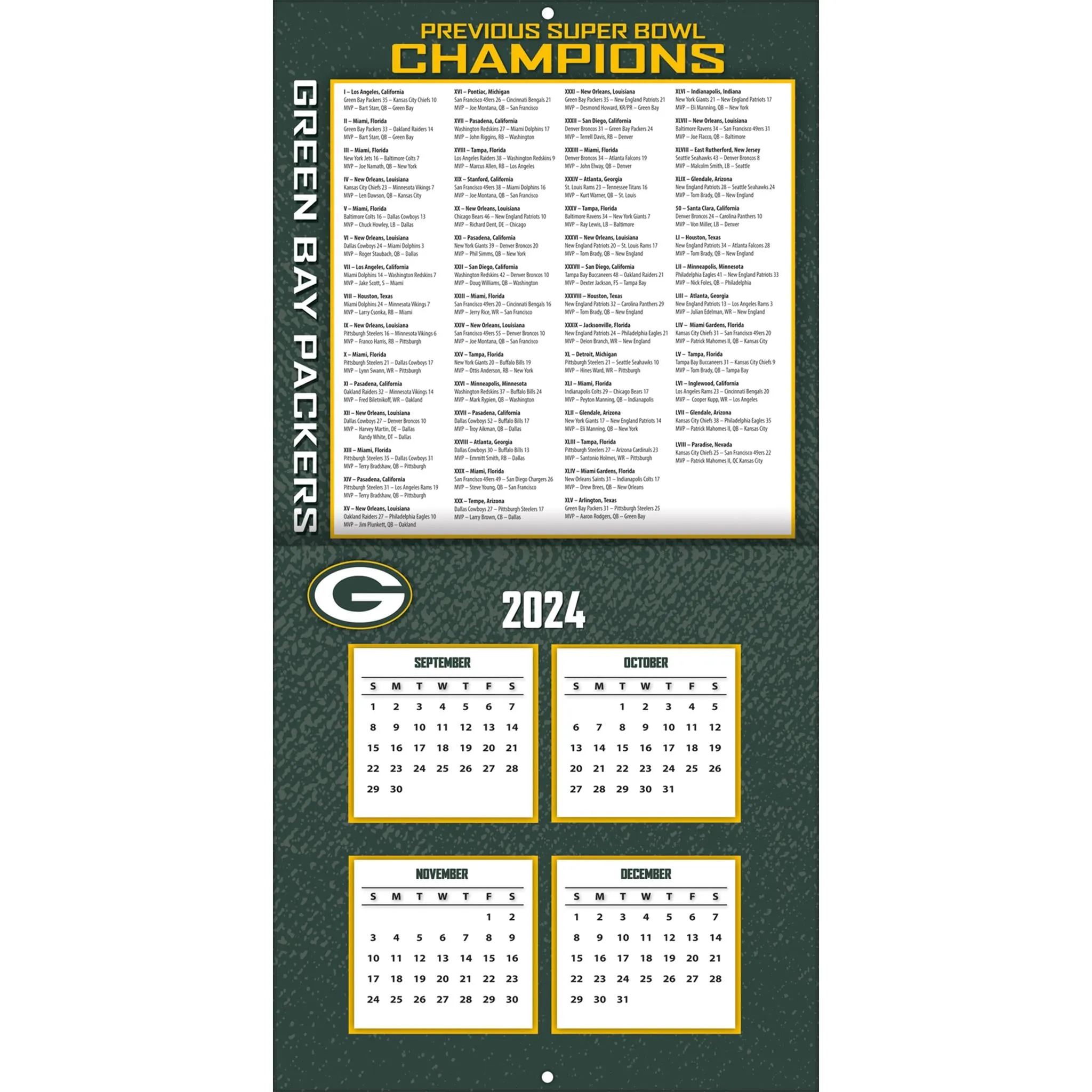 NFL Green Bay Packers Mini 2025 Calendar - Online Exclusive