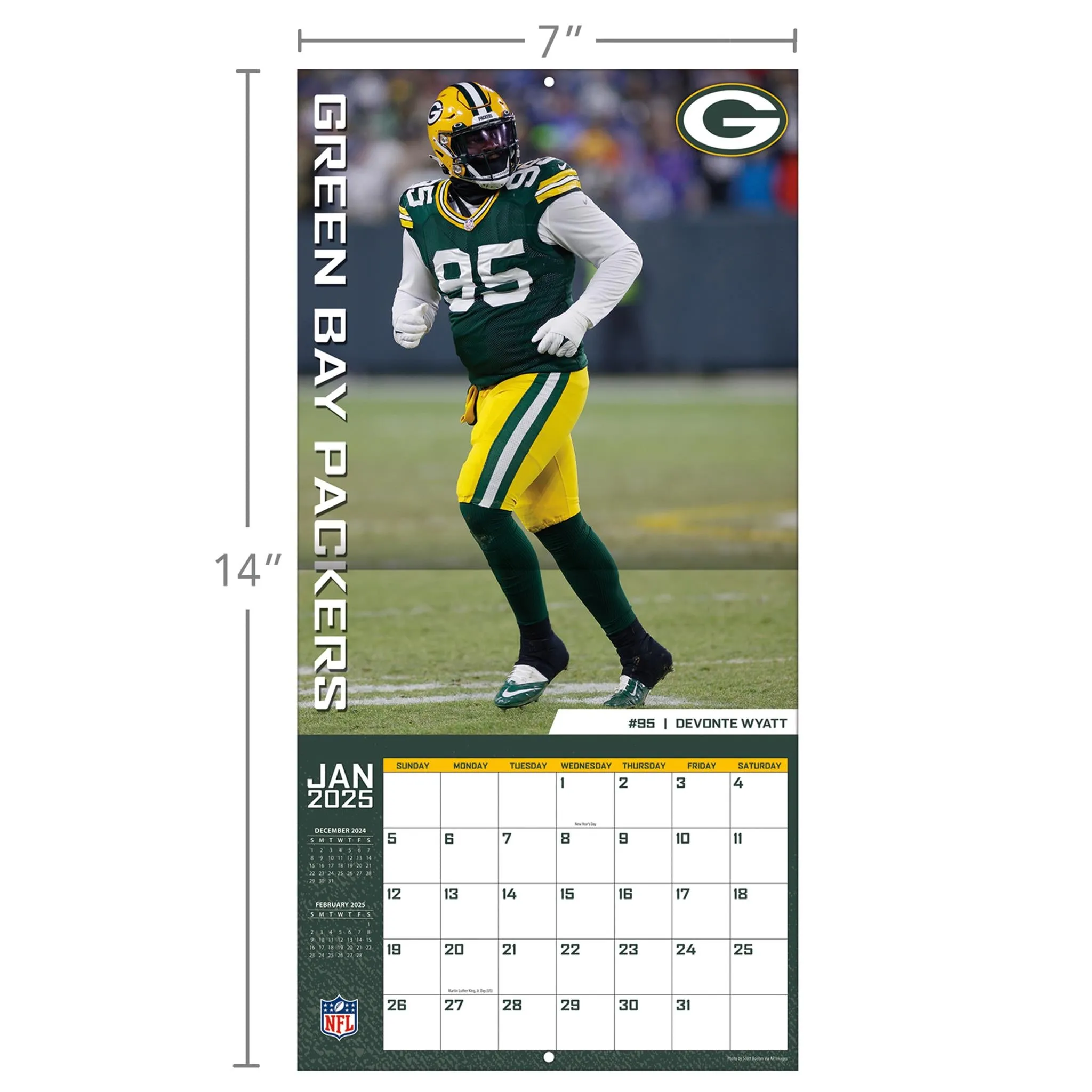 NFL Green Bay Packers Mini 2025 Calendar - Online Exclusive