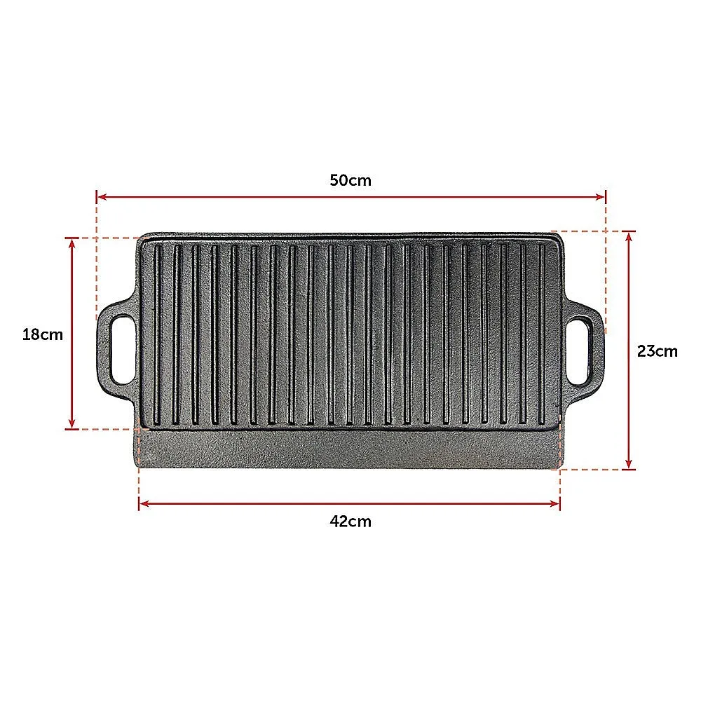 Non-Stick Cast Iron Reversible Griddle Plate BBQ Grill Pan