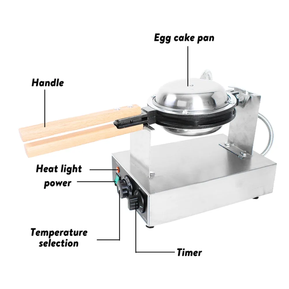 Nonstick Stainless Steel Egg Puff Waffle Maker 1.4 KW