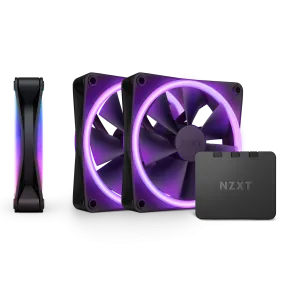 NZXT F120RGB DUO - 120MM DUAL-SIDED RGB FAN - TRIPLE PACK (BLACK) W/RGB CONTROLLER- RF-D12TF-B1