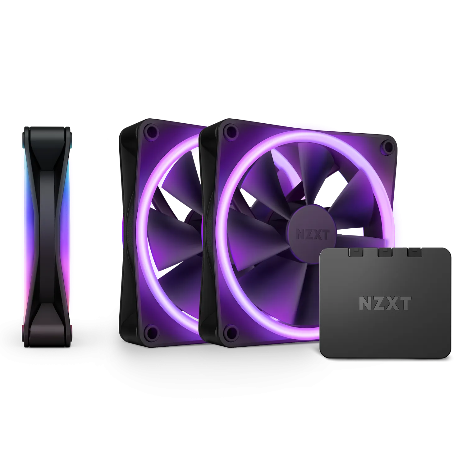 NZXT F120RGB DUO - 120MM DUAL-SIDED RGB FAN - TRIPLE PACK (BLACK) W/RGB CONTROLLER- RF-D12TF-B1