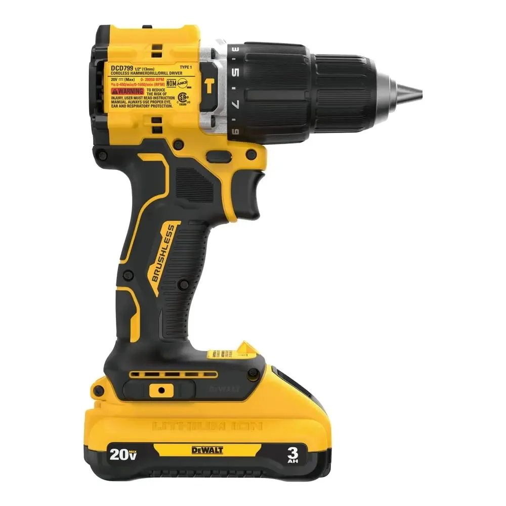 Open Box - DEWALT ATOMIC 20-Volt Lithium-Ion Cordless 1/2 in. Compact Hammer Drill with 3.0Ah Battery, Charger and Bag