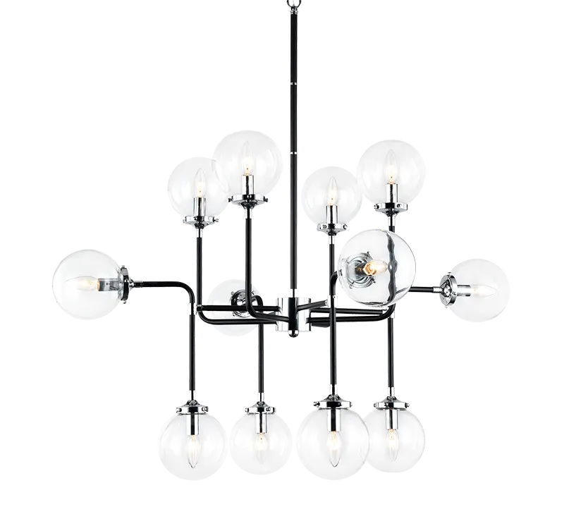 Particle Black and Chrome with Black Rod 12 Light Chandelier