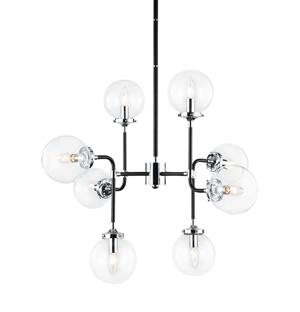 Particle Black and Chrome with Black Rod 8 Light Chandelier