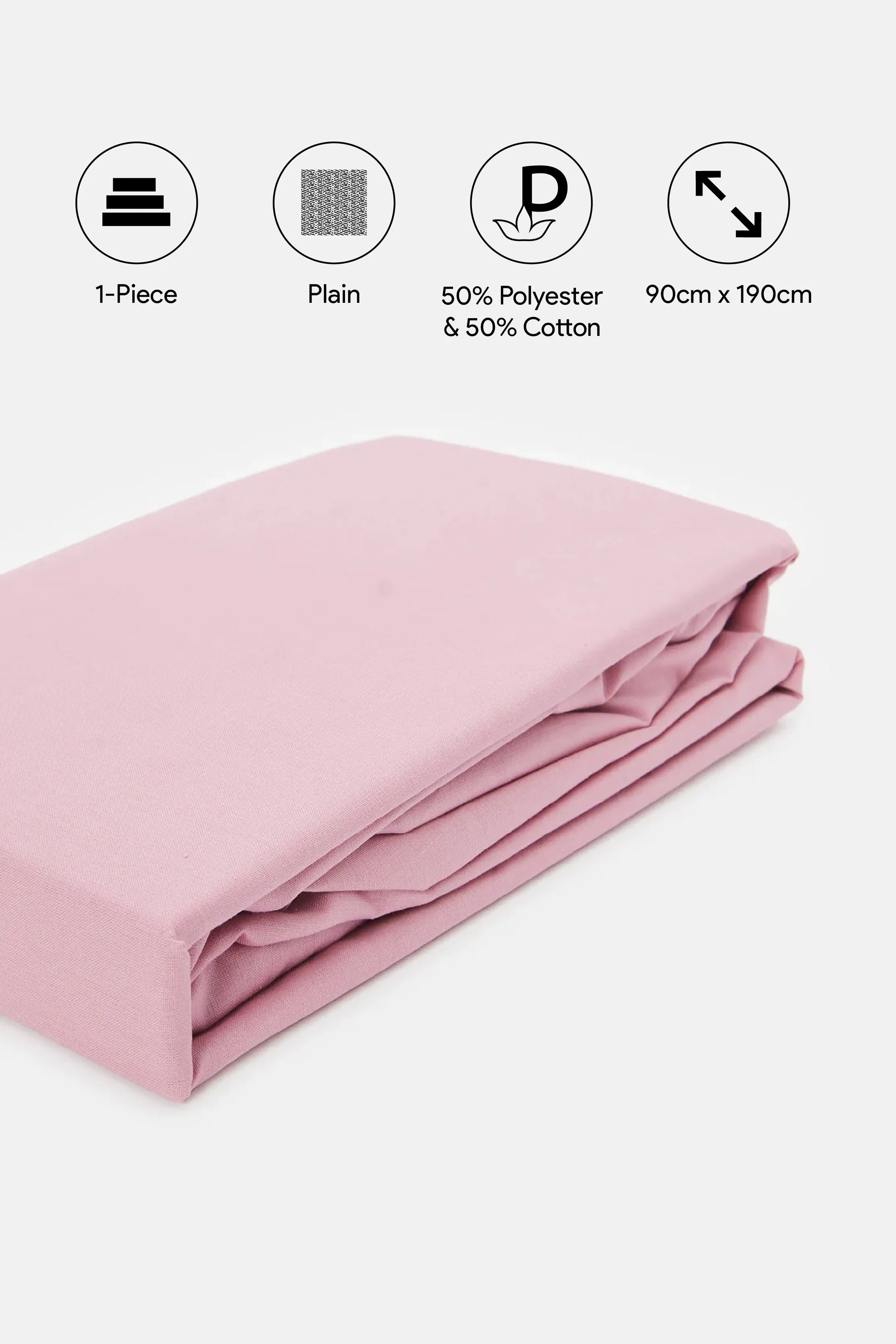 Pink Plain Fitted Sheet (Single Size)