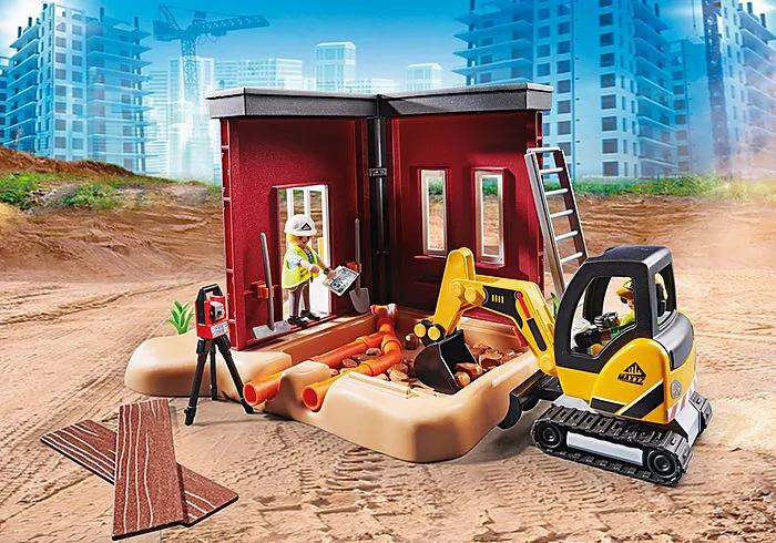 Playmobil City Action Mini Excavator with Building Section