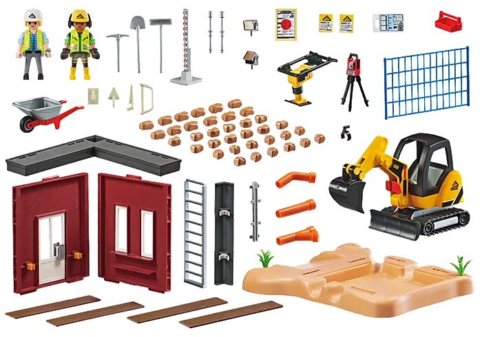 Playmobil City Action Mini Excavator with Building Section