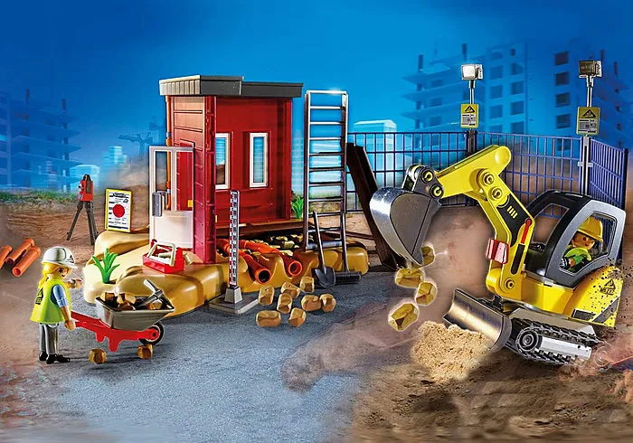 Playmobil City Action Mini Excavator with Building Section