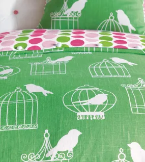 Polly Clover Green Linen Duvet Cover (Cal King 104x100)