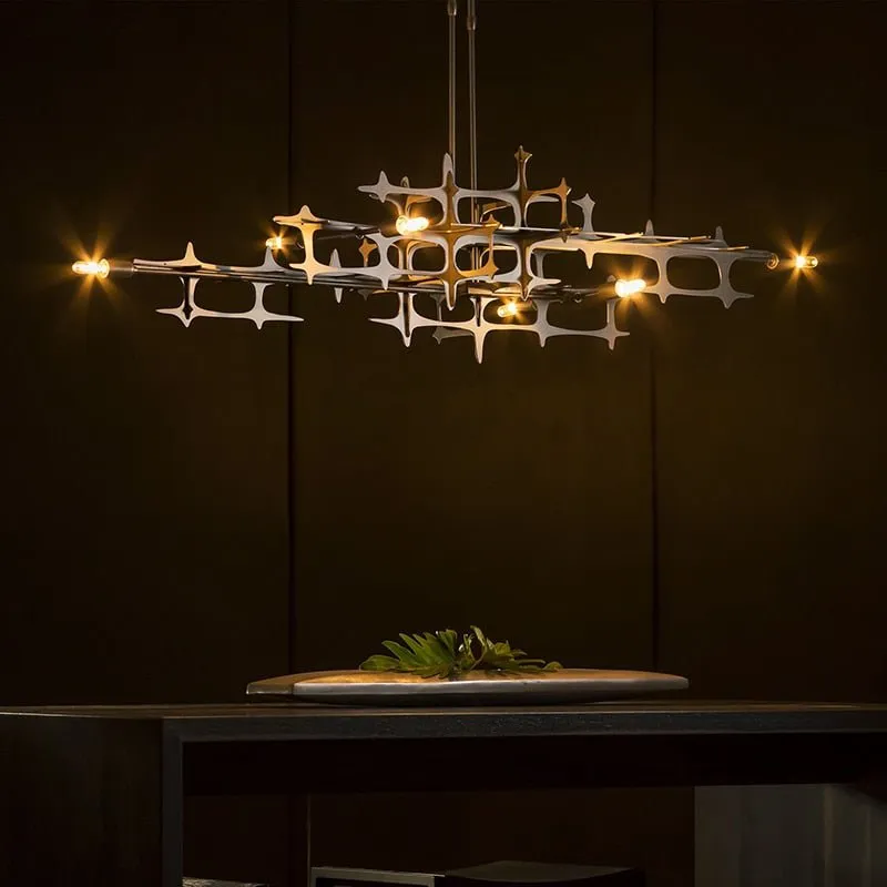 Postmodern Silver Luxury LED Chandelier For Dining Room Living Room