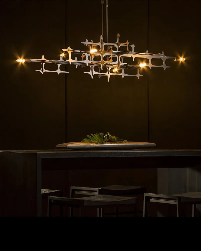 Postmodern Silver Luxury LED Chandelier For Dining Room Living Room