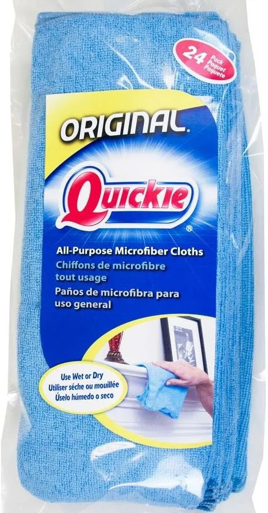 Quickie 49024RM 24-Count Pack of 14" x 14" Microfiber Reusable Cleaning Towels