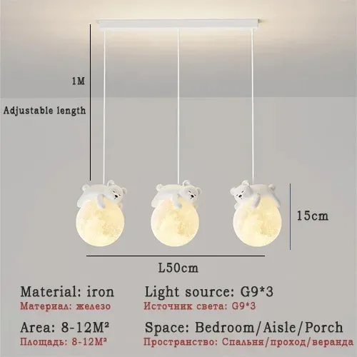 "Mansion Kids Room LED Chandeliers with Glass Bedside Decor"