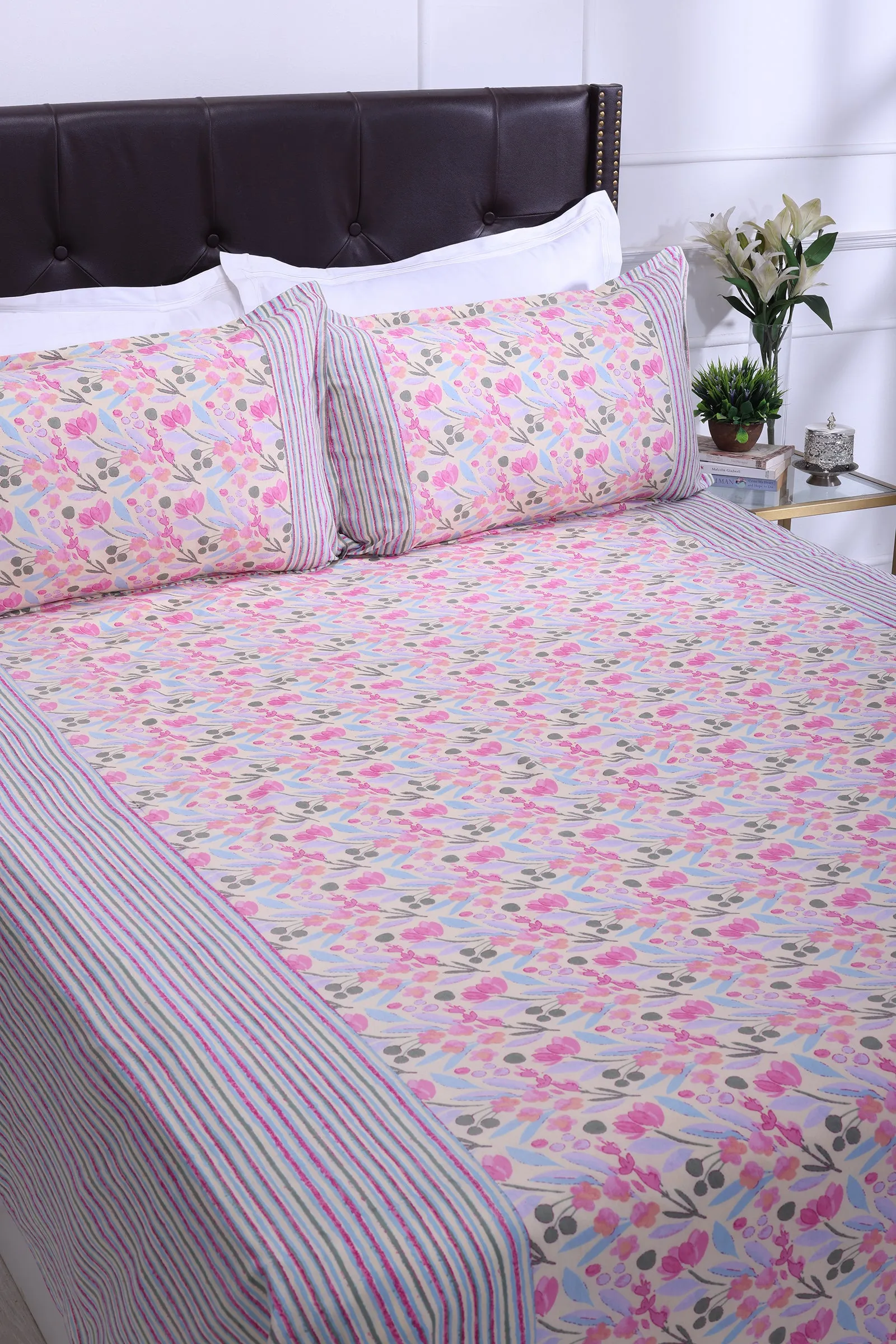 Rangeela Leaf Yellow Cotton Bedsheet