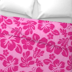 Raspberry Pinks Hibiscus and Hawaiian Flowers Duvet Cover -Medium Scale