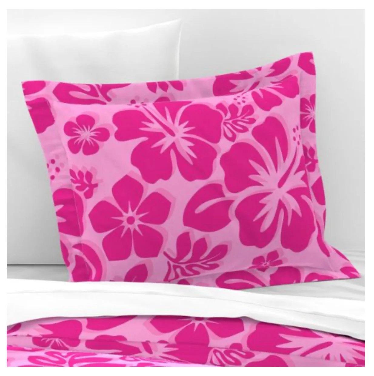 Raspberry Pinks Hibiscus and Hawaiian Flowers Duvet Cover -Medium Scale