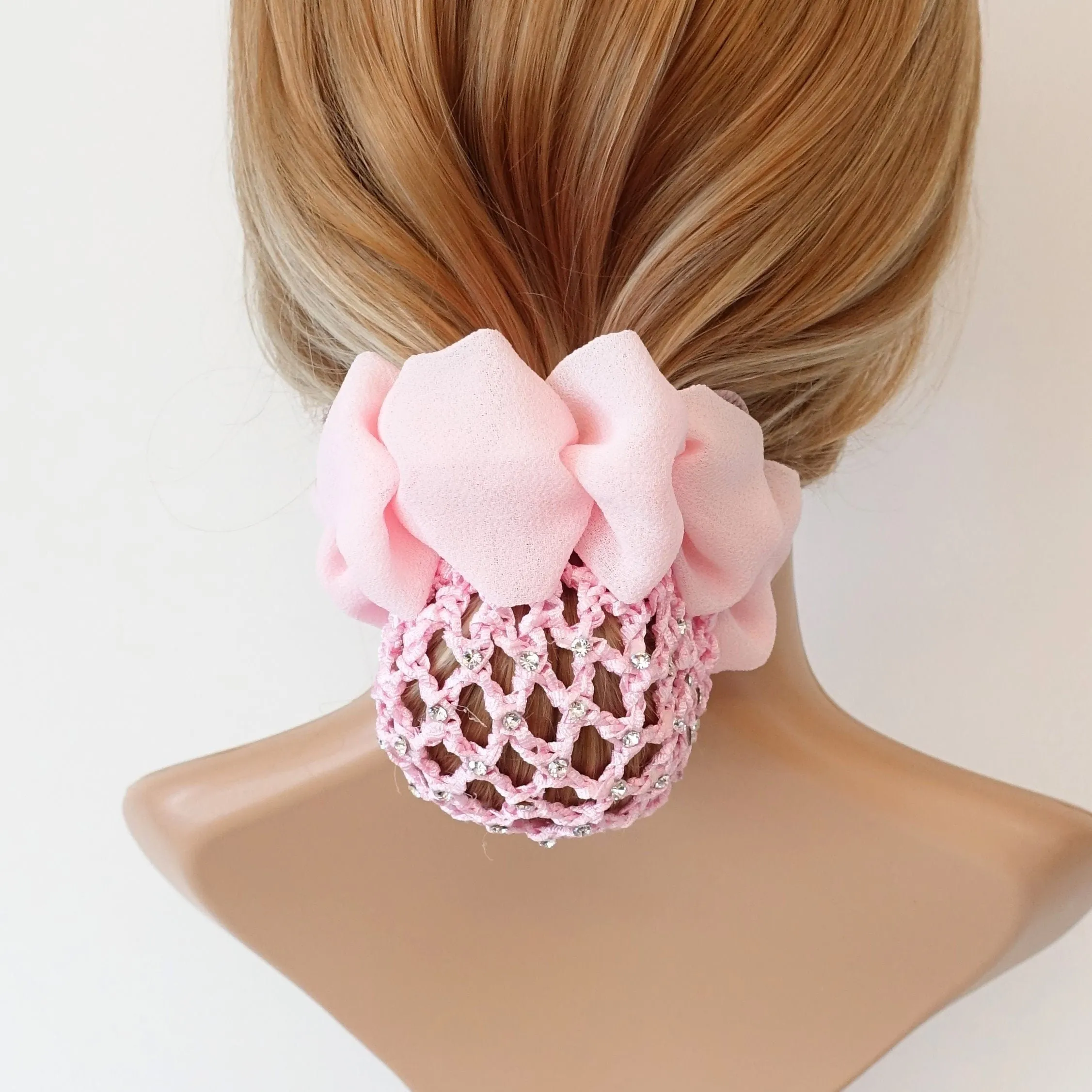 rhinestone bun net chiffon decorated snood hair claw women hair accessory