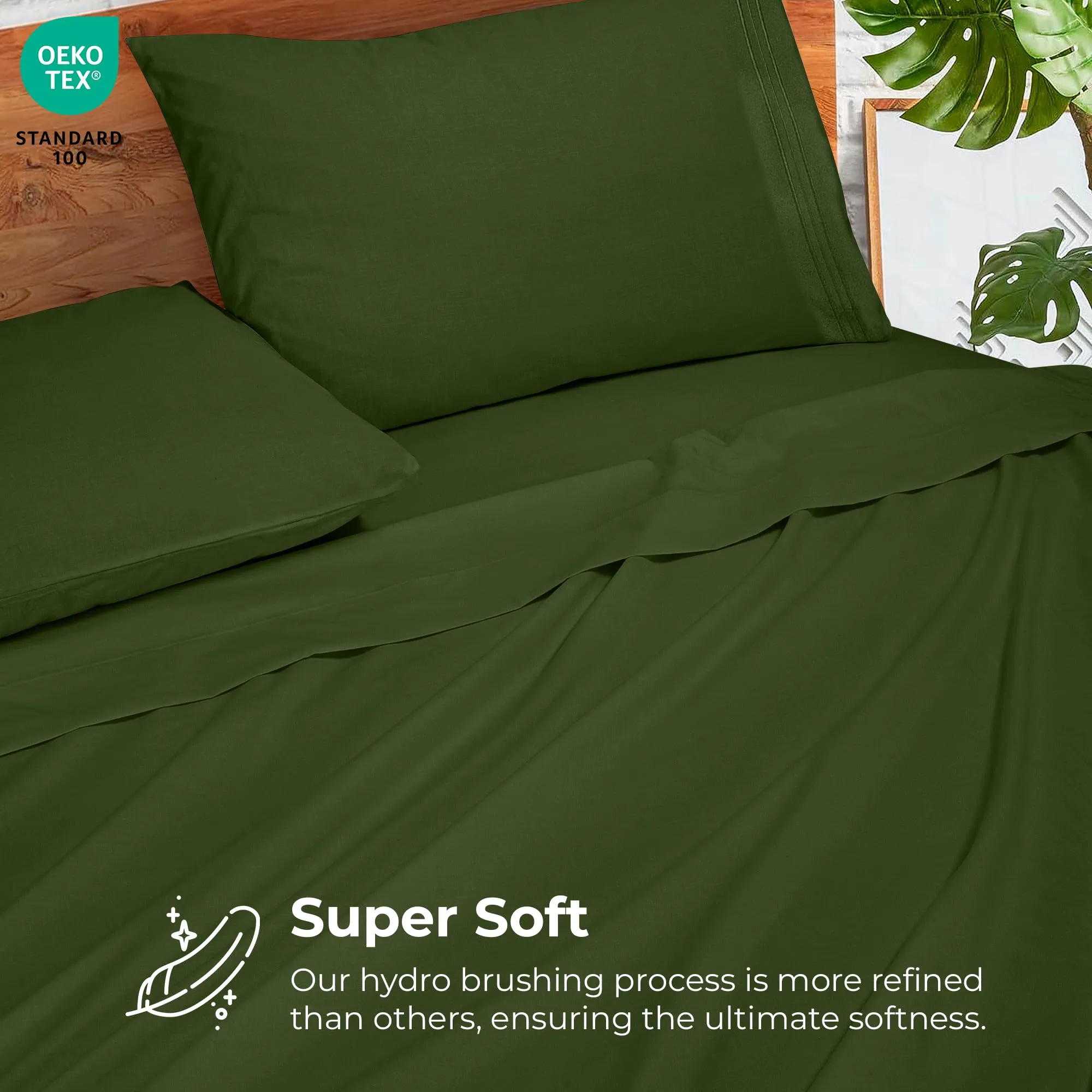 Royale Linens - 3 Piece Twin Bed Sheet - Soft Brushed Microfiber 1800 Bedding Set - 1 Fitted Sheet, 1 Flat Sheet, 1 Pillow case - Wrinkle & Fade Resistant Luxury Twin Size Sheet Set (HunterGreen,Twin)