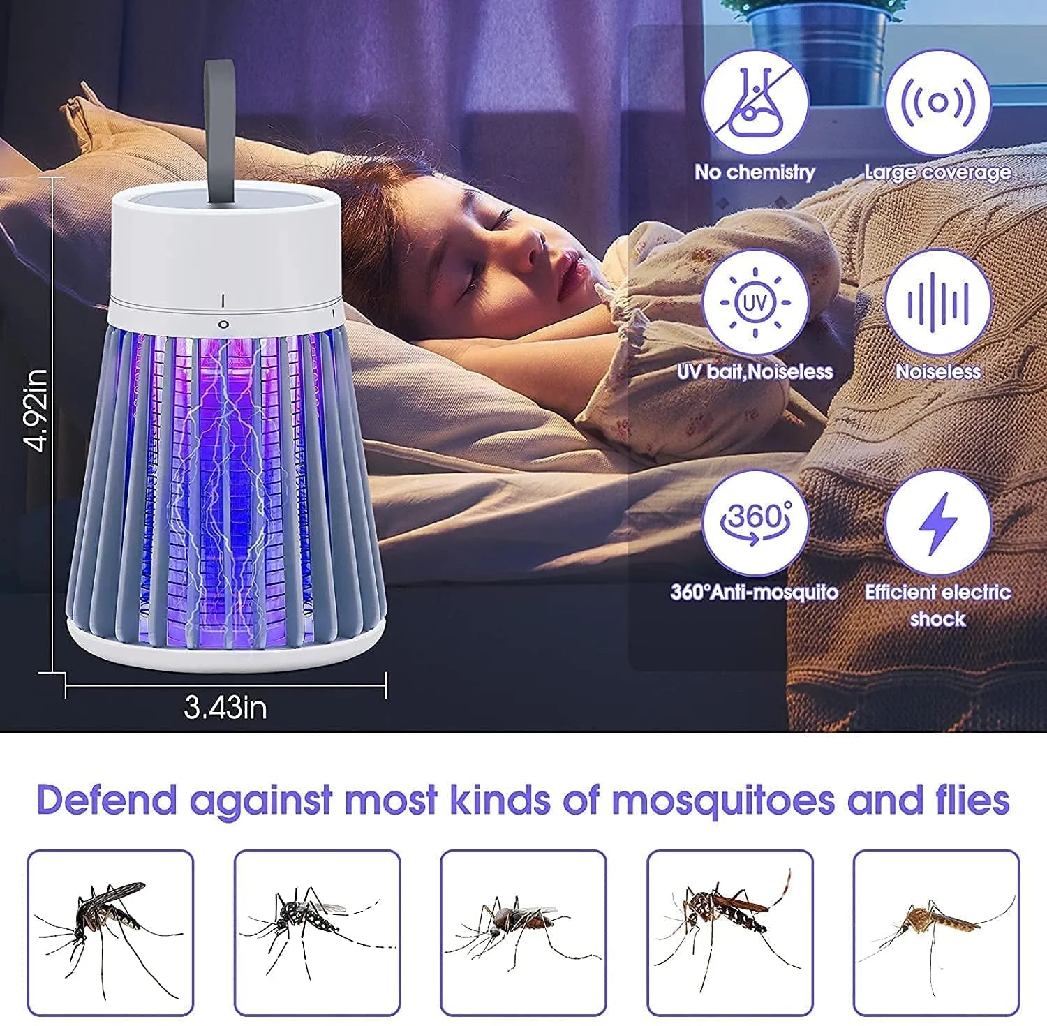 SafeGlow: Eco-Friendly LED Mosquito Trap Lamp (USB Powered)