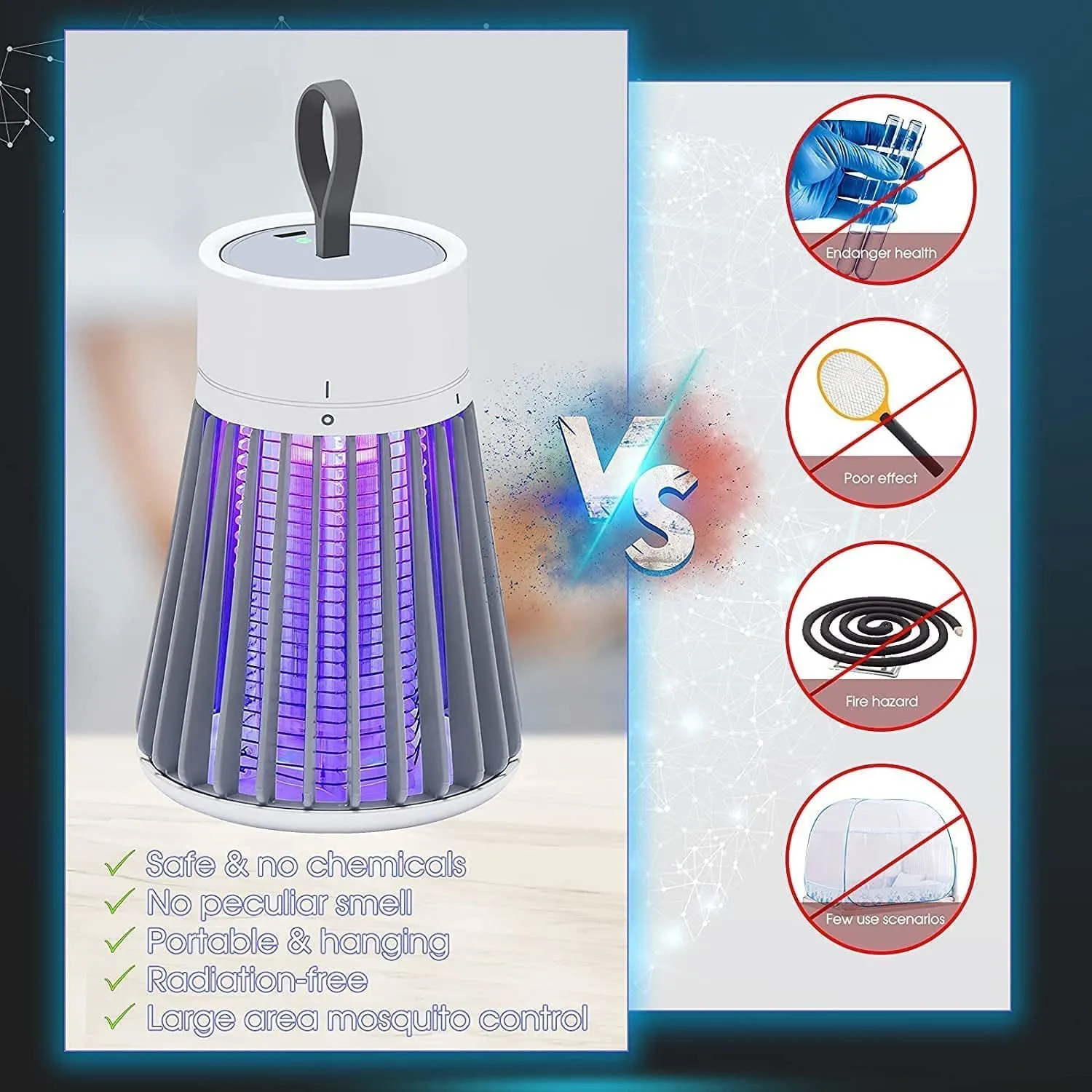 SafeGlow: Eco-Friendly LED Mosquito Trap Lamp (USB Powered)