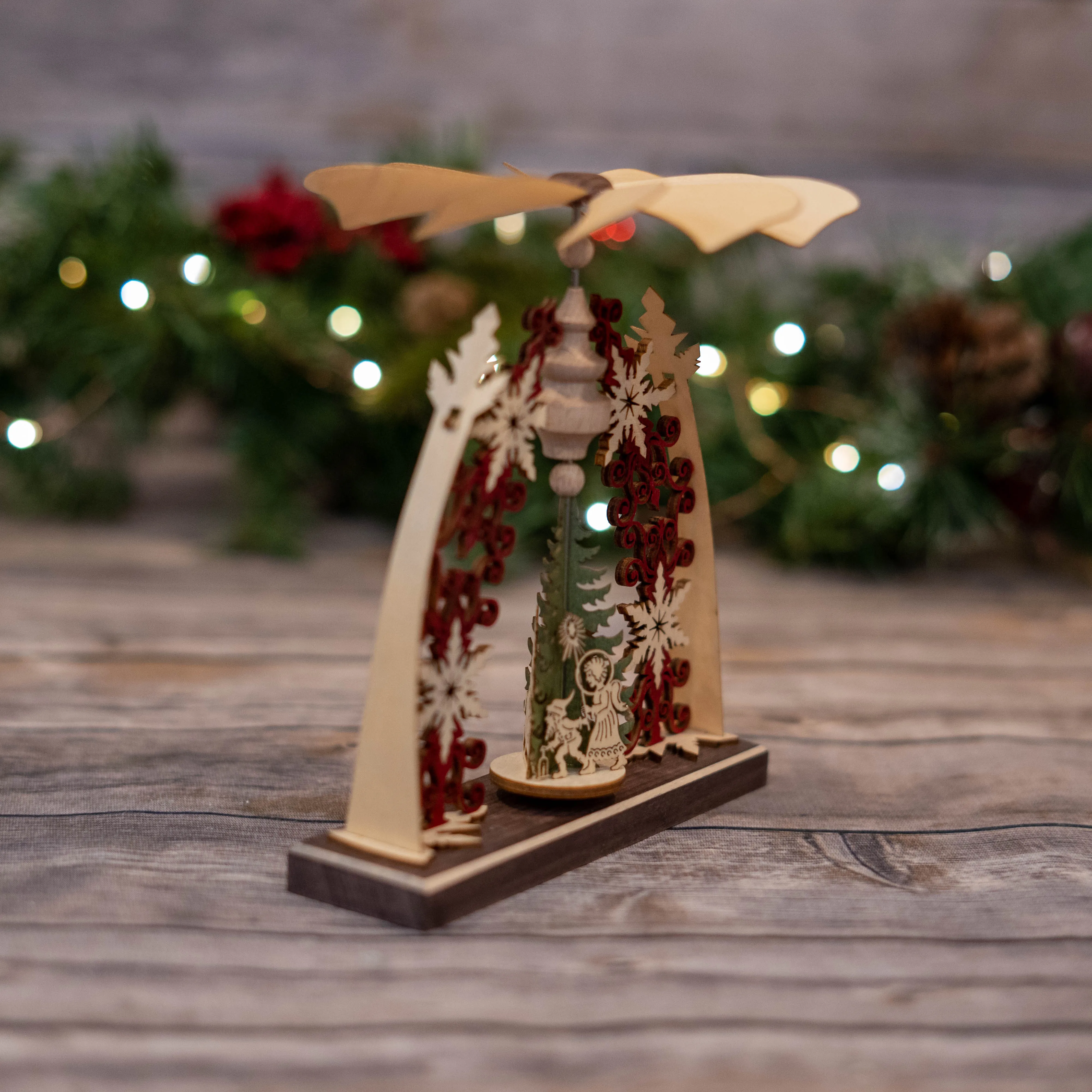 Santa Clause with red and Snowflakes Spinning Table Top Ornament