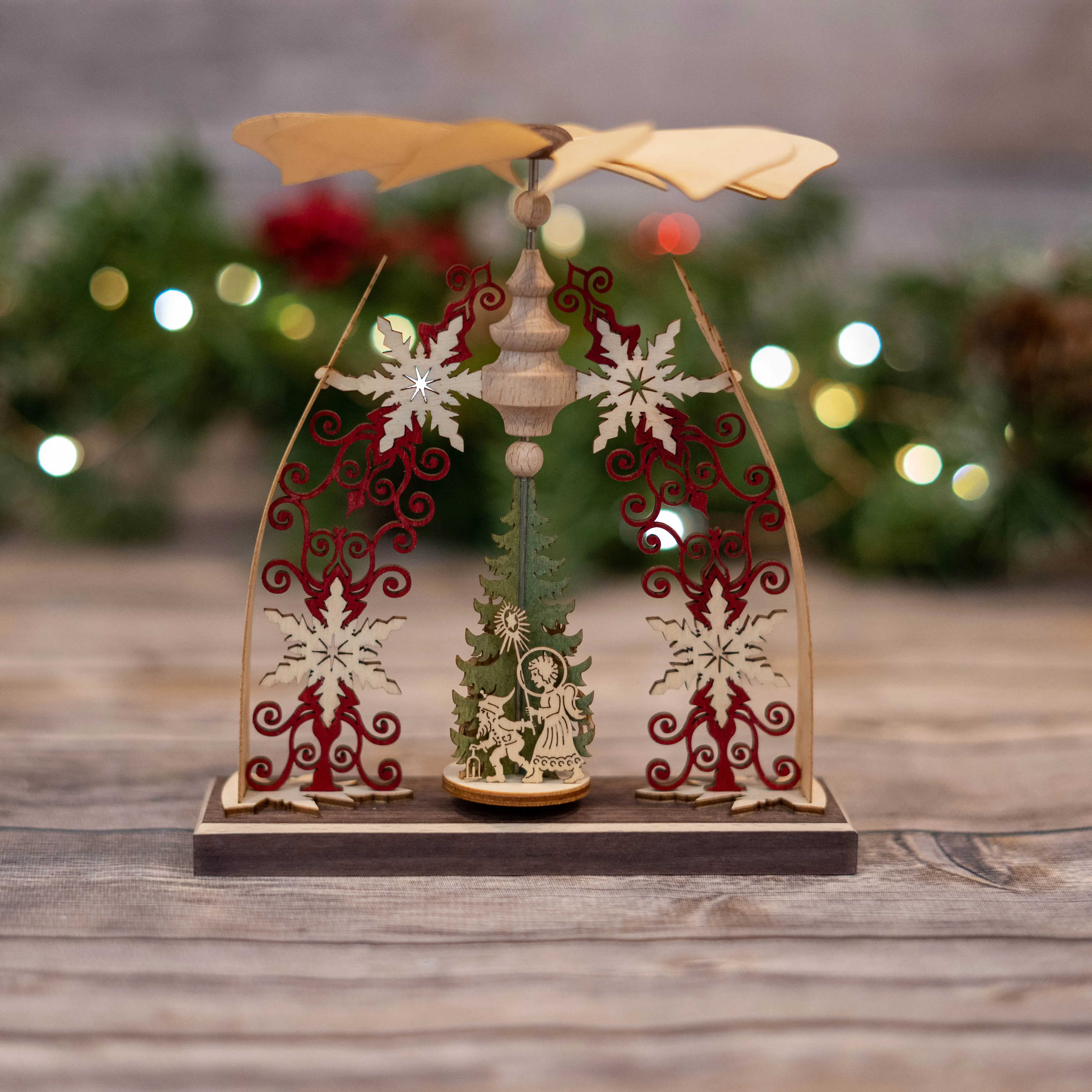 Santa Clause with red and Snowflakes Spinning Table Top Ornament