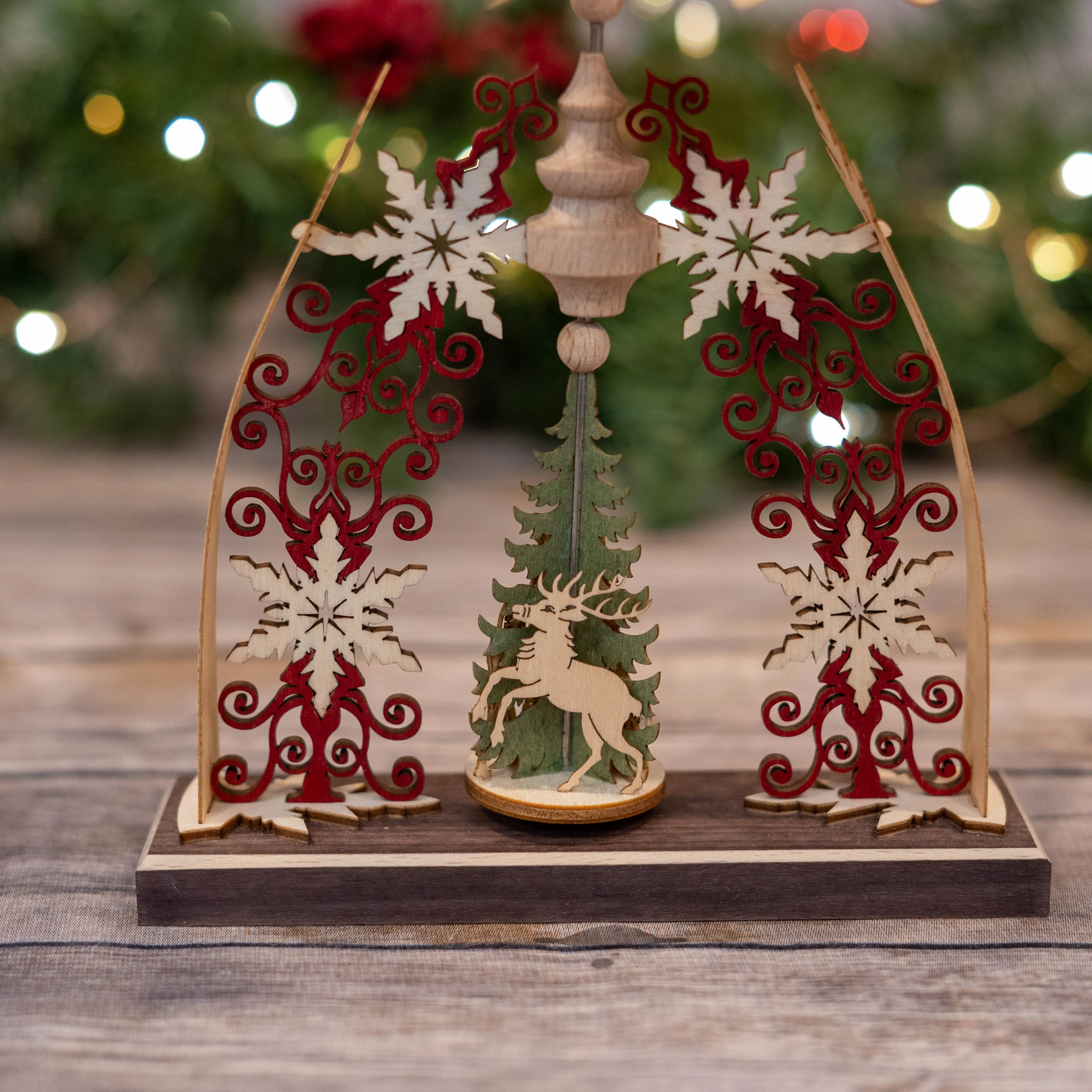 Santa Clause with red and Snowflakes Spinning Table Top Ornament