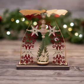 Santa Clause with red and Snowflakes Spinning Table Top Ornament