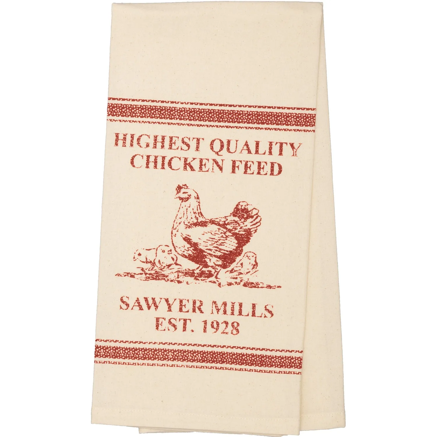 Sawyer Mill Red Chicken Muslin Unbleached Natural Tea Towel 19x28