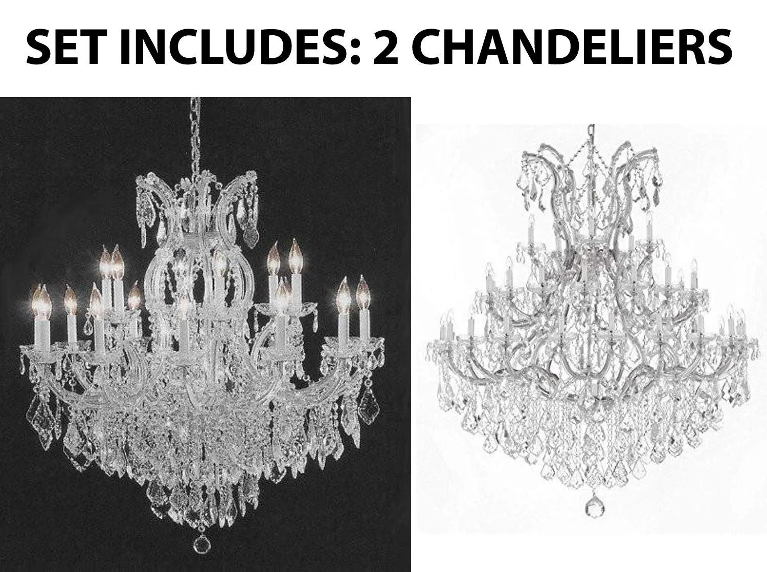 Set of 2-1 Chandelier Crystal Lighting Empress Crystal (TM) H38" W37" and 1 Large Foyer/Entryway Maria Theresa Empress Crystal (tm) Chandeliers Lighting! H 60" W 52" - CS/1/21510/15 1   CS/B12/2756/36 1