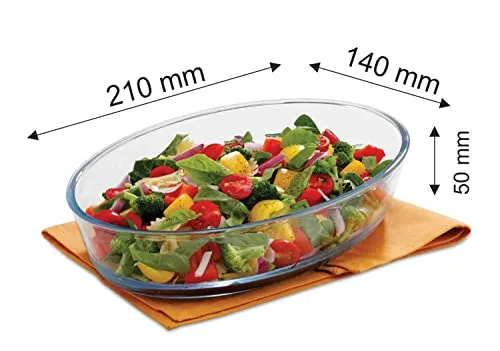 Signoraware Bake 'N' Serve Oval Bakeware Safe and Oven Safe Glass Dish Tray | Borosilicate Glass Bowl Container | Microwave Oven Safe Baking (700ml, Set of 1, Clear)