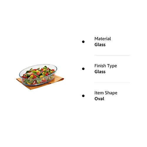 Signoraware Bake 'N' Serve Oval Bakeware Safe and Oven Safe Glass Dish Tray | Borosilicate Glass Bowl Container | Microwave Oven Safe Baking (700ml, Set of 1, Clear)