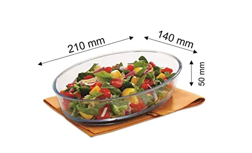 Signoraware Bake 'N' Serve Oval Bakeware Safe and Oven Safe Glass Dish Tray | Borosilicate Glass Bowl Container | Microwave Oven Safe Baking (700ml, Set of 1, Clear)