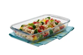 Signoraware Bake 'N' Serve Rectangular Bakeware Safe and Oven Safe Glass Dish Tray | Borosilicate Glass Bowl Container | Microwave Oven Safe Baking (1000ml, Set of 1, Clear)