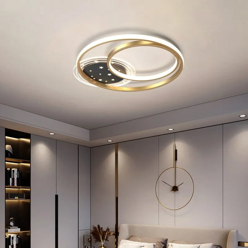 Simple And Modern Atmosphere Household Round Chandeliers Nordic Living Room Lamp New Creative Circle Bedroom Ceiling Lamps