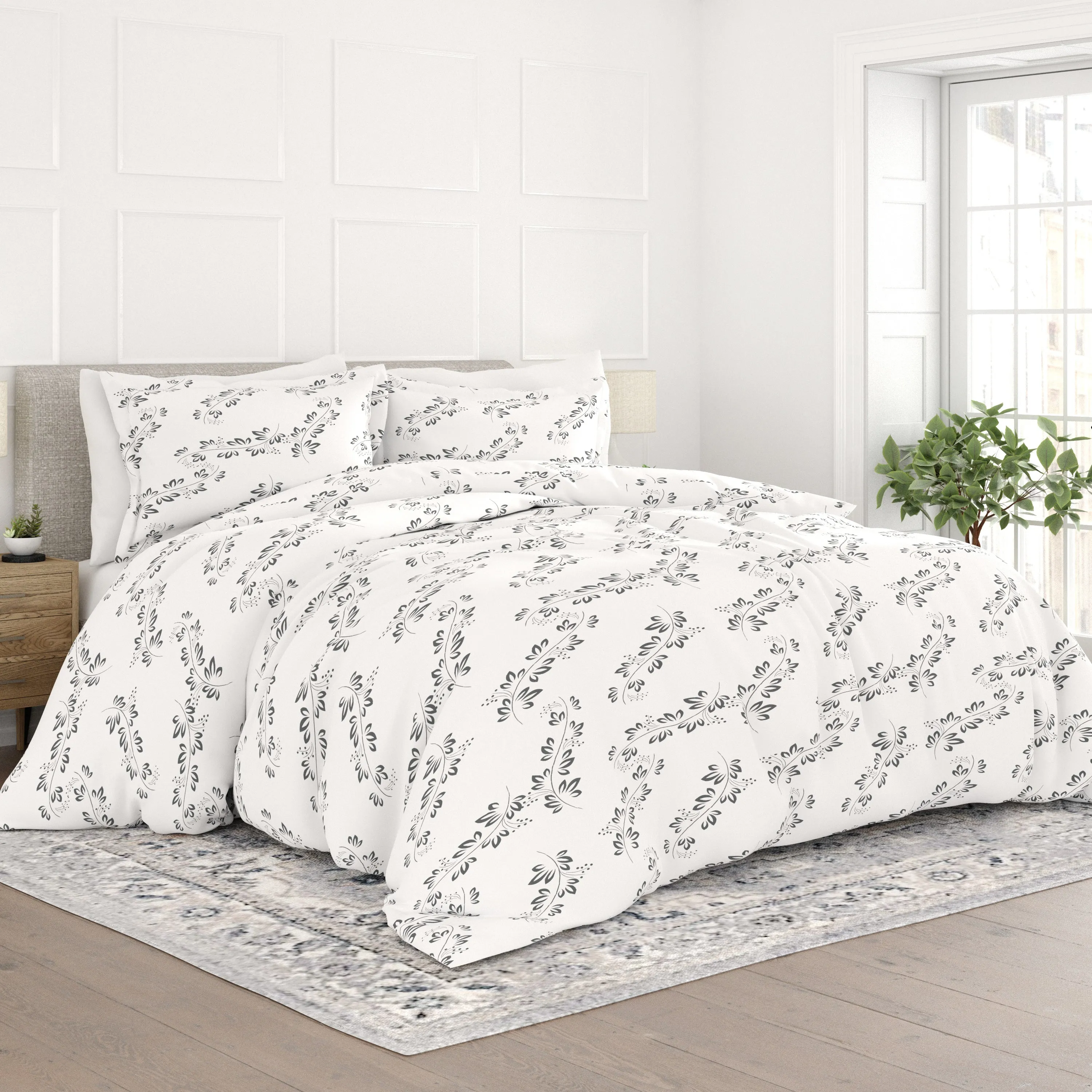 Simple Vine Pattern 3-Piece Duvet Cover Set