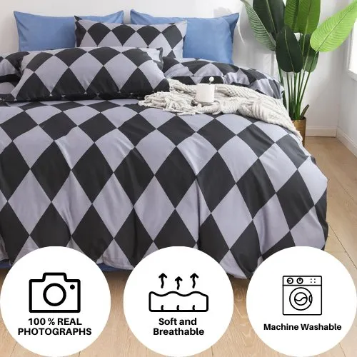 Single size 4 pieces Bedding Set without filler, Diamond Design