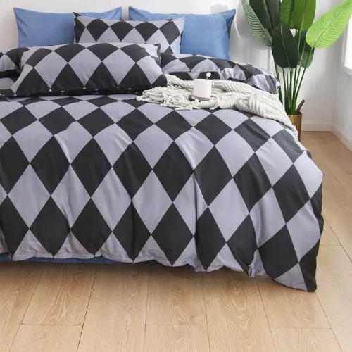 Single size 4 pieces Bedding Set without filler, Diamond Design