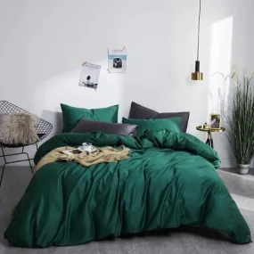 Single size 4 pieces Bedding Set without filler, Plain Emerald Green Color