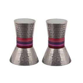 Small Candlesticks - Hammer Work   Rings - Maroon