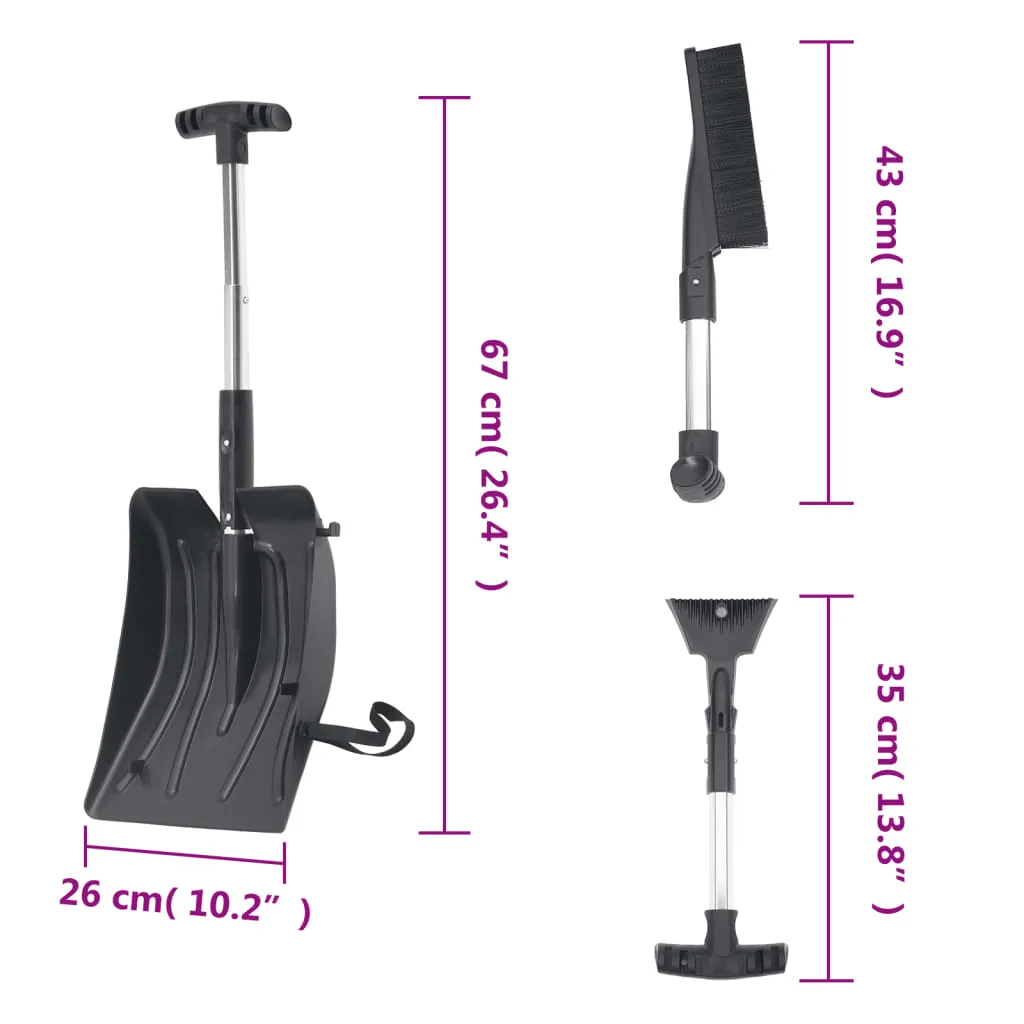 Snow Shovel Kit 3-in-1 Black Aluminum