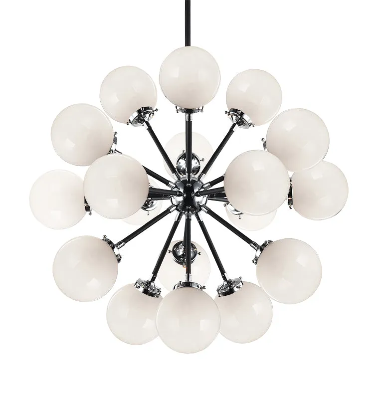 Soleil Chrome with Black Rod 18 Light Round Chandelier