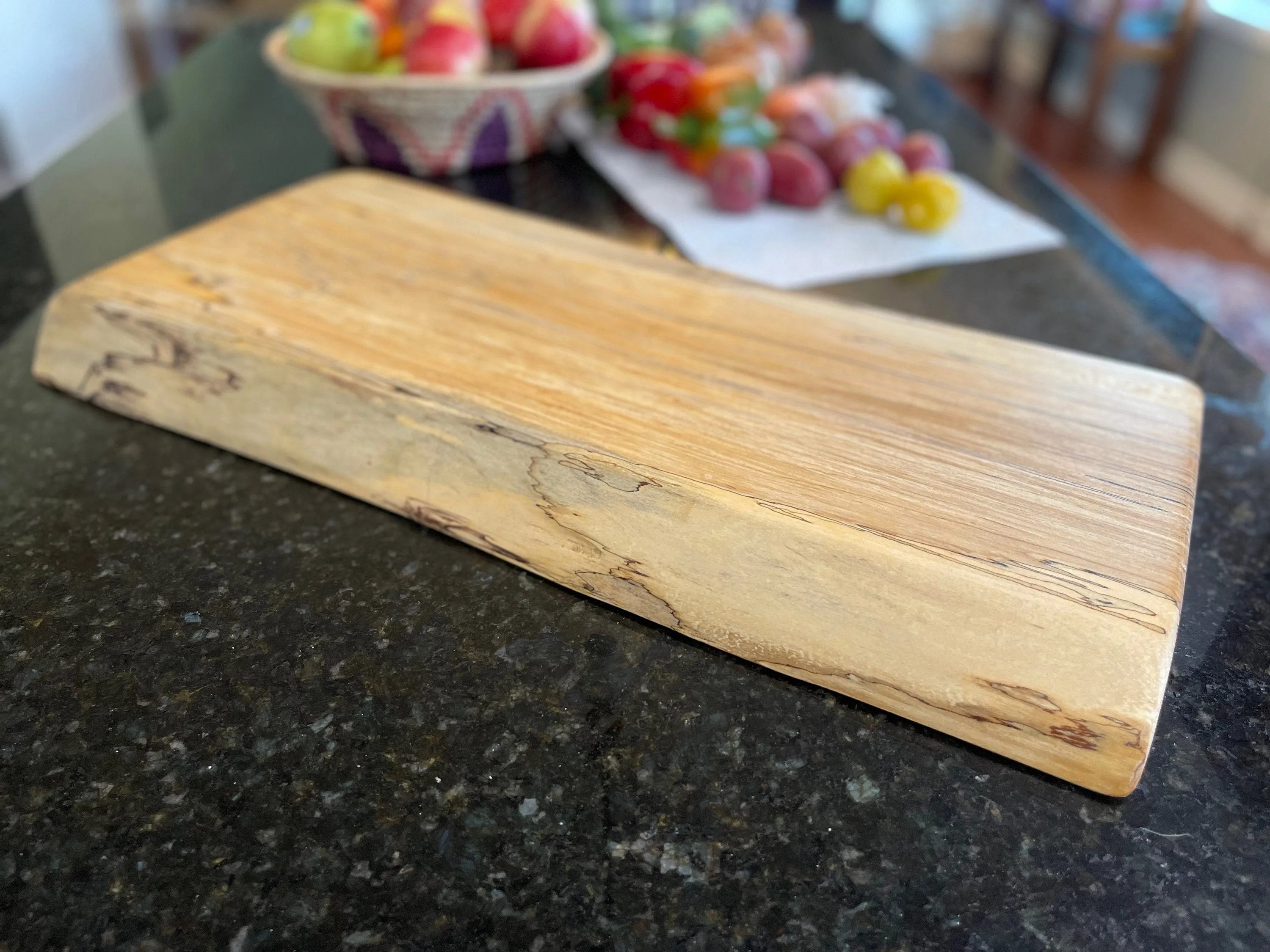 Spalted Maple Reversible Live Edge Charcuterie Board, Cutting Board, Serving Tray, Rustic